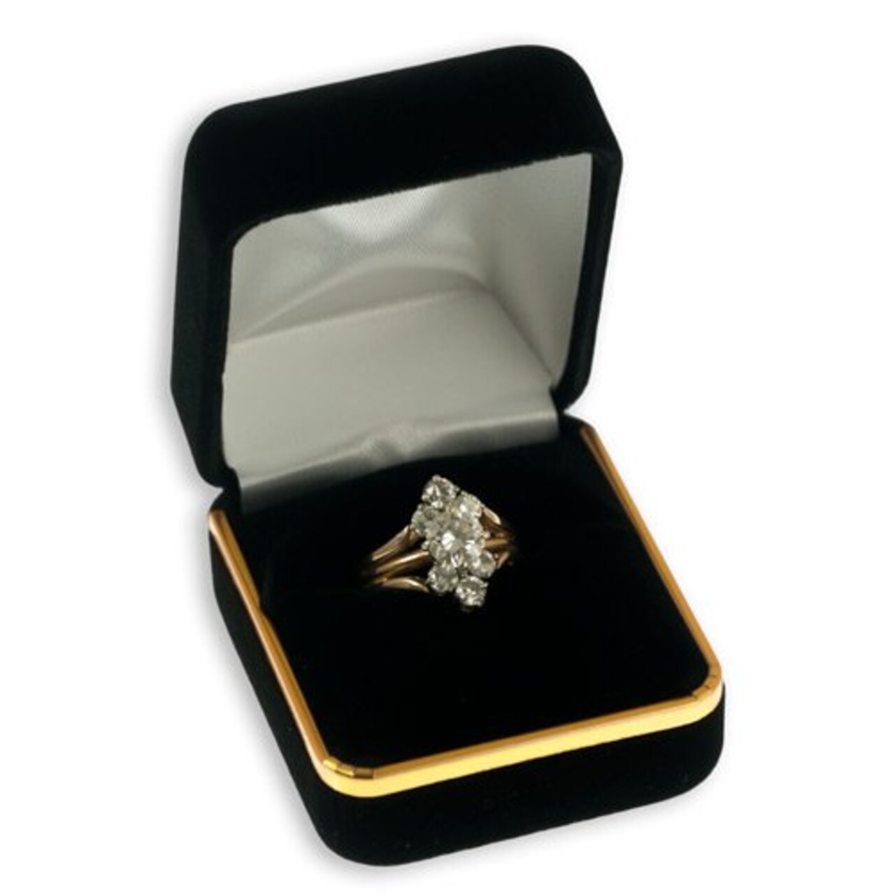 JewelrySupply Ring Box Black with Brass Trim
